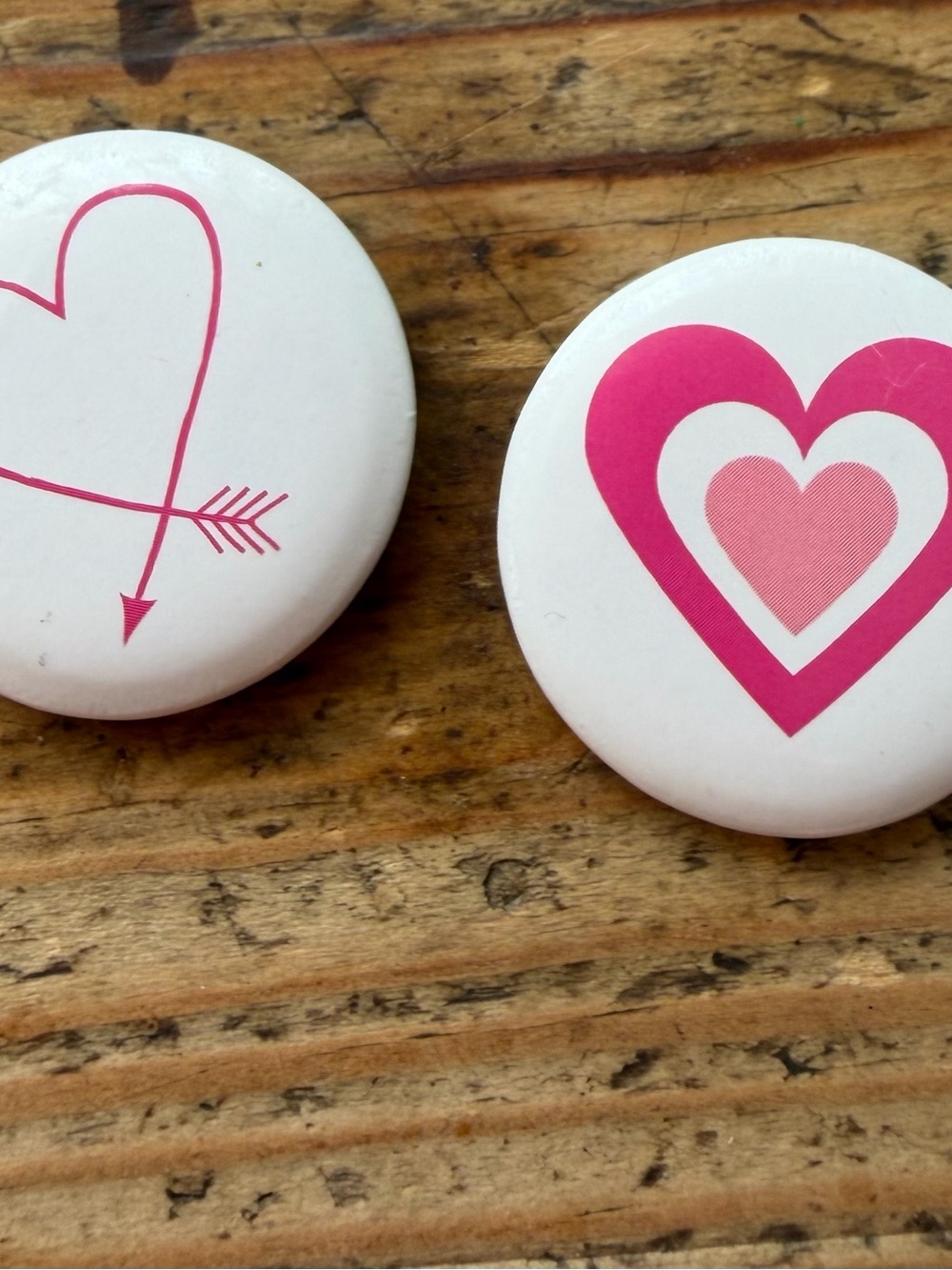 Heart Button Pin Set - Pink Heart Designs